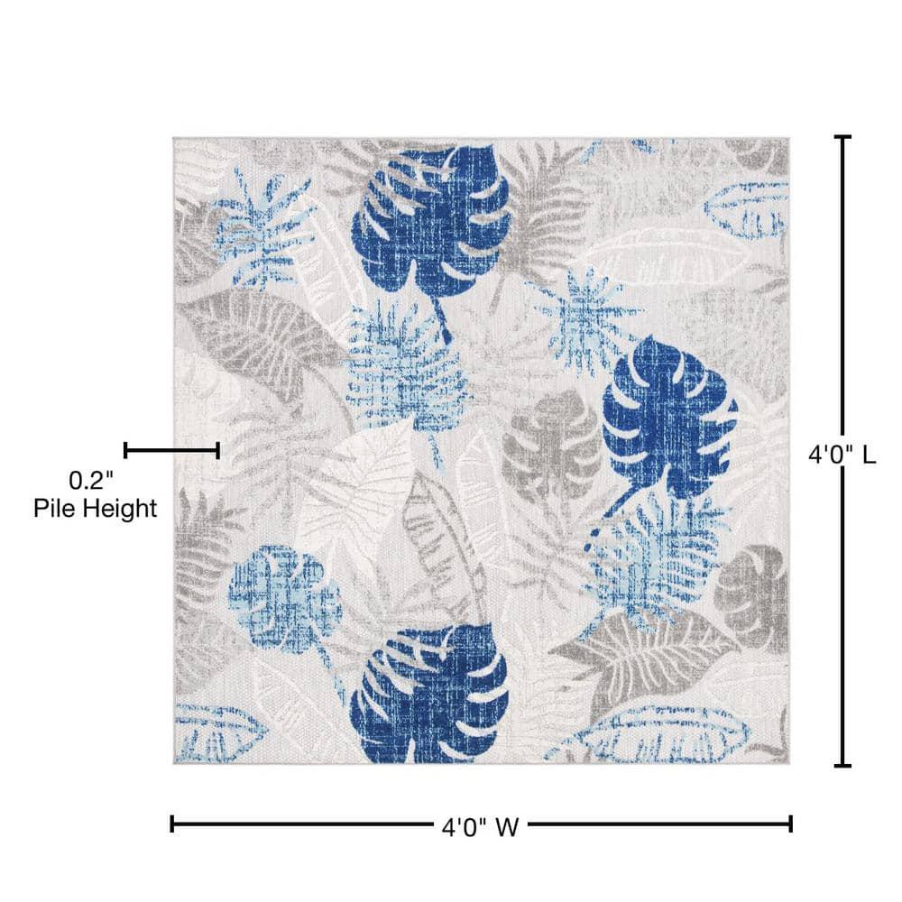 Cabana CBN831 Power Loomed Indoor/Outdoor Area Rug - Grey/Blue - 4'x4' - Safavieh