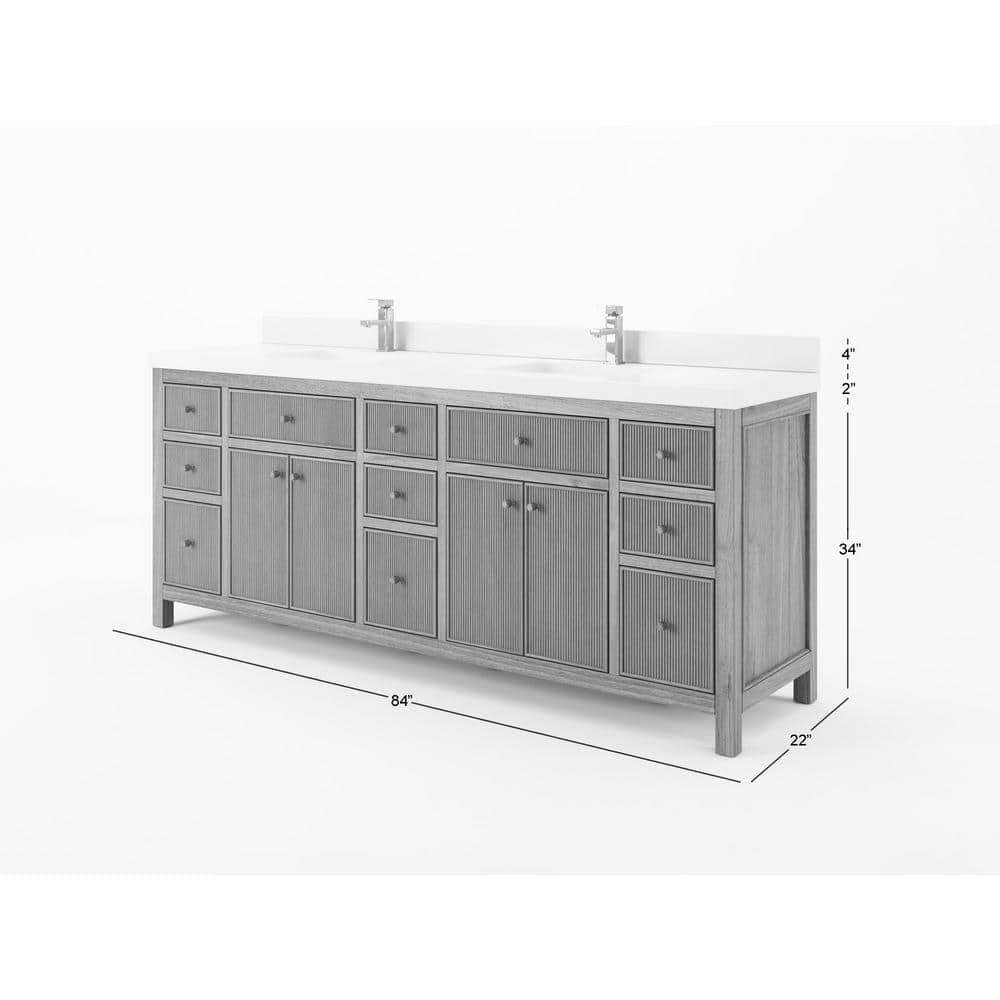Willow Collections Sonoma 84 In. W X 22 In. D Double Sink Bathroom Vanity In Dark Walnut With Cove Edge White