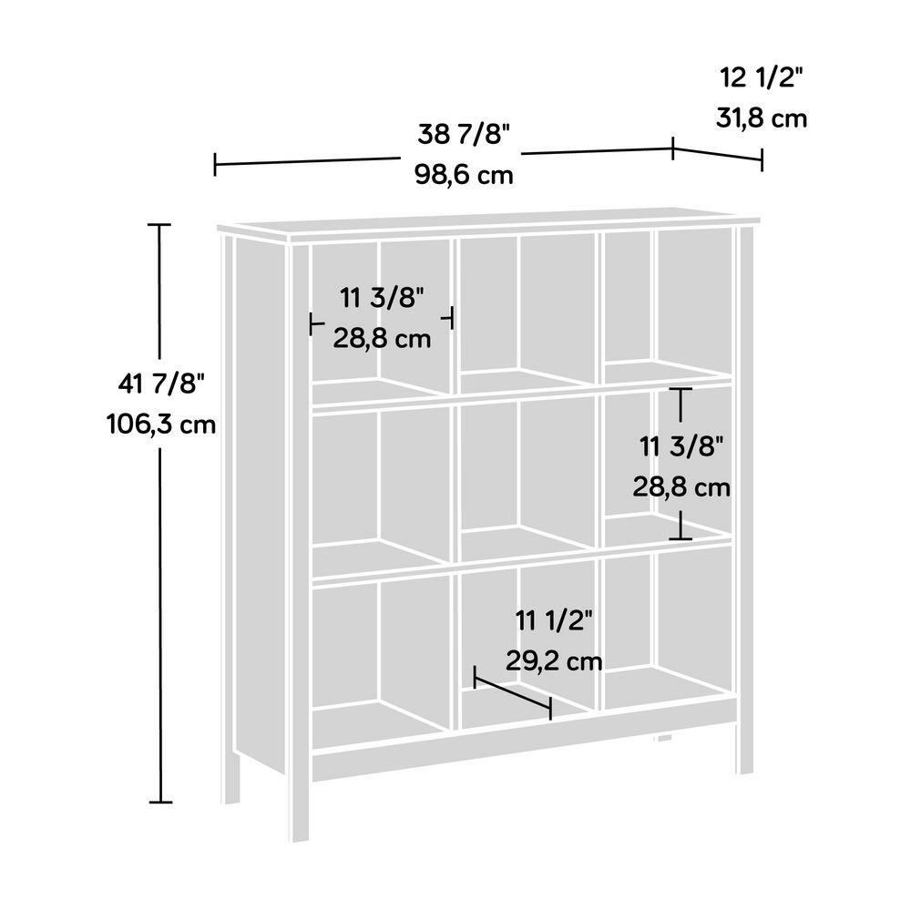 Sauder 41.85" 9 Cube Storage Bookcase Blade Walnut: Laminated Organizer, Transitional Style, MDF Construction