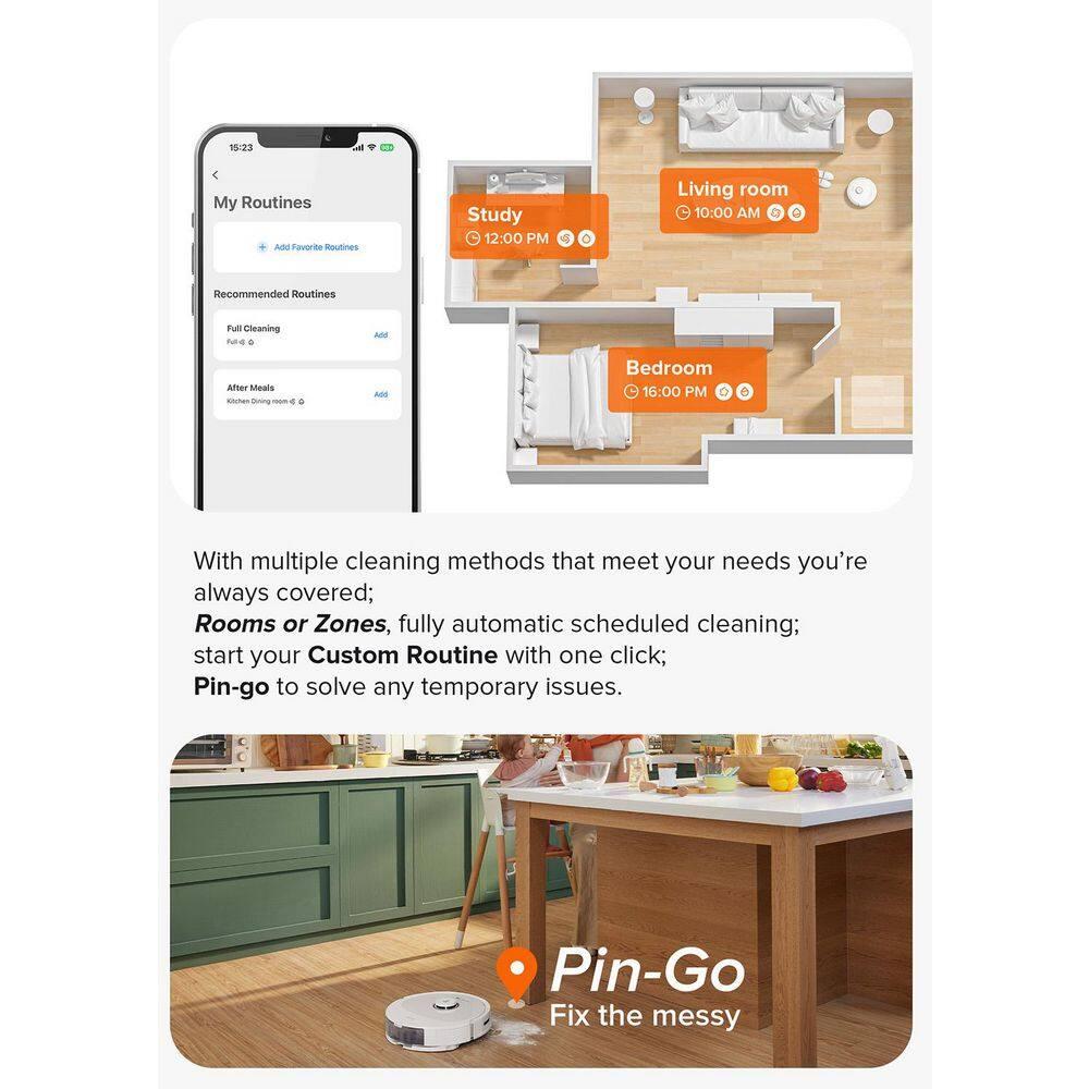 Q8 Max Robotic Vacuum White: Roborock, Cordless, Smart Mapping, App Controlled, Tangle-Free, Multi-Surface, 1-Year Warranty