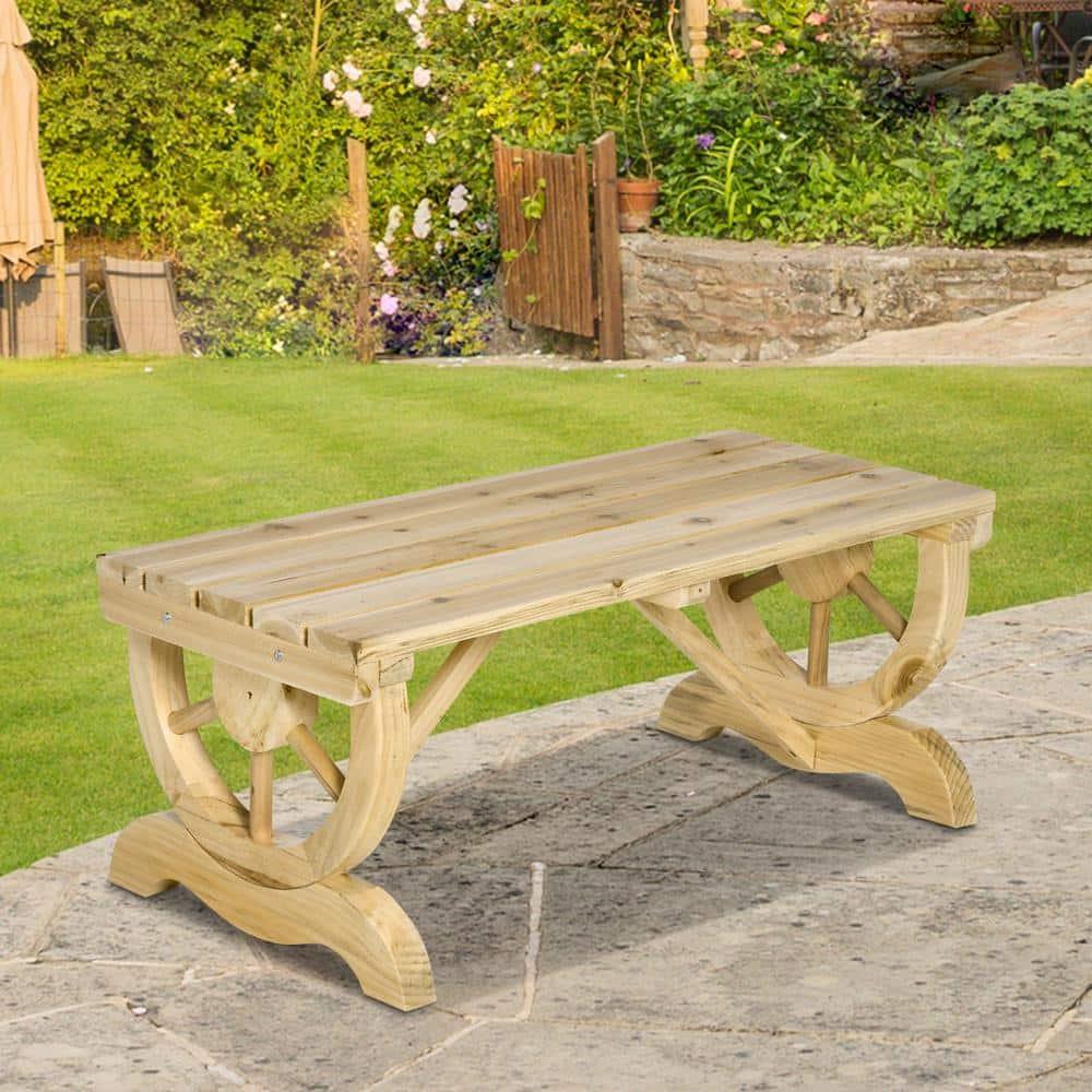 Millwood Pines Outdoor Wagon Wheel Porch Bench For Backyard Garden