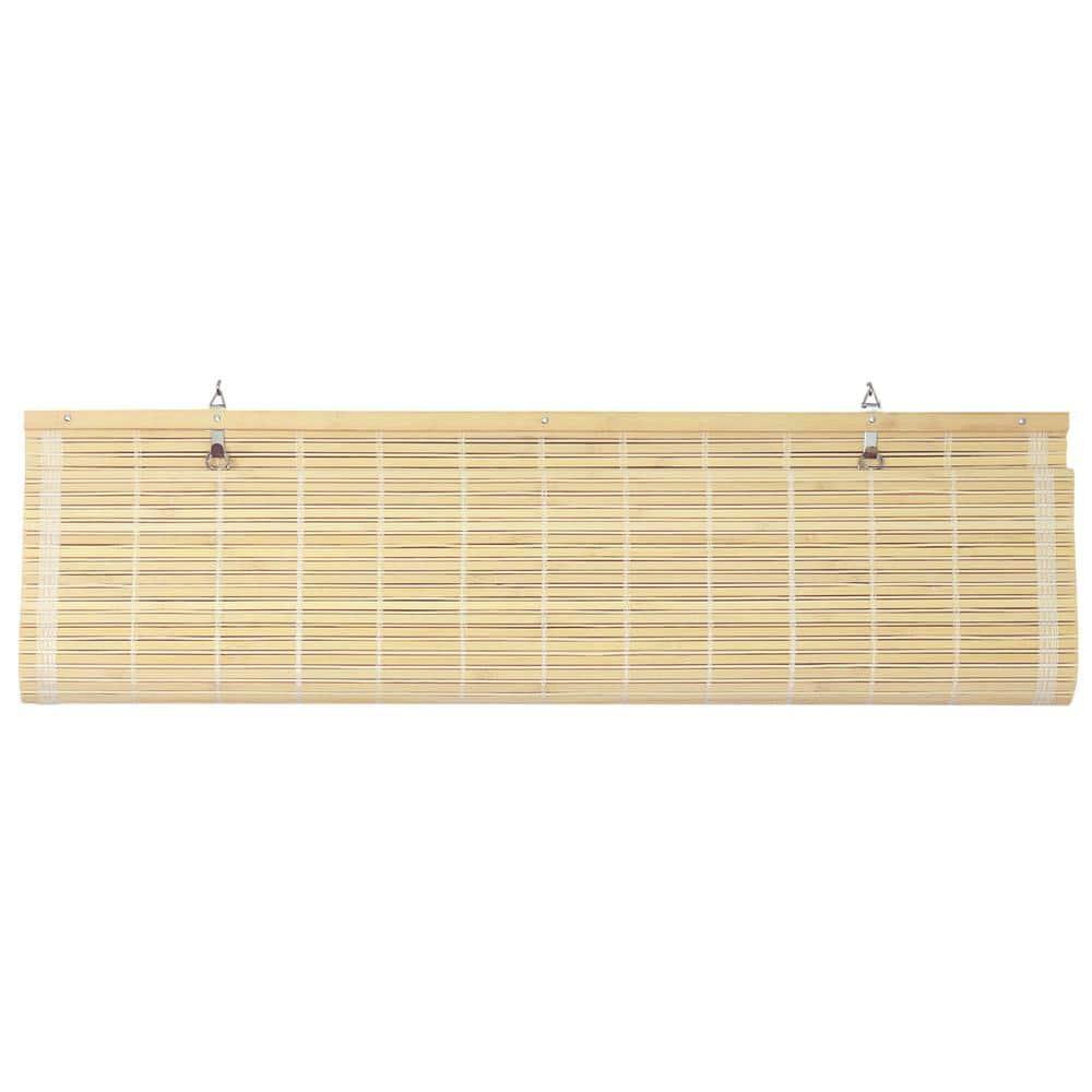 Oriental Furniture Cordless Light Filtering Bamboo Roman Window Shades, Beige, 2" x 24"