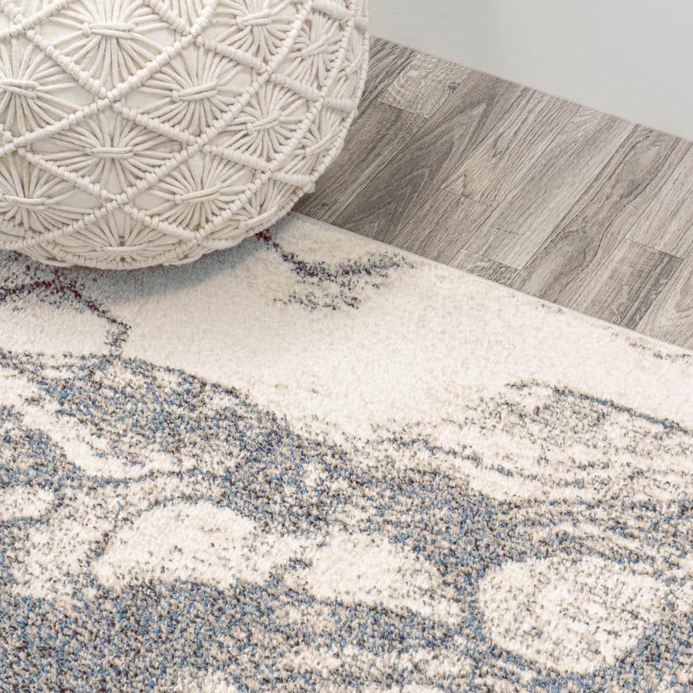 5' x 8' Marmo Abstract Marbled Modern Area Rug, Gray/Cream - JONATHAN Y
