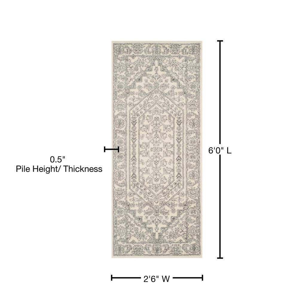 Adirondack ADR108 Power Loomed Runner Rug  Ivory / Silver 2'-6" X 6' - Safavieh.