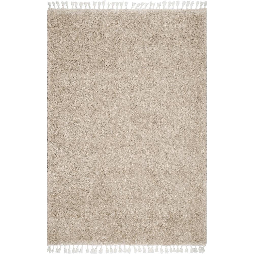 Nuloom Neva Solid 7x9 Shag Indoor Area Rug for Living Room Bedroom Dining Room Nursery, Beige/Ivory