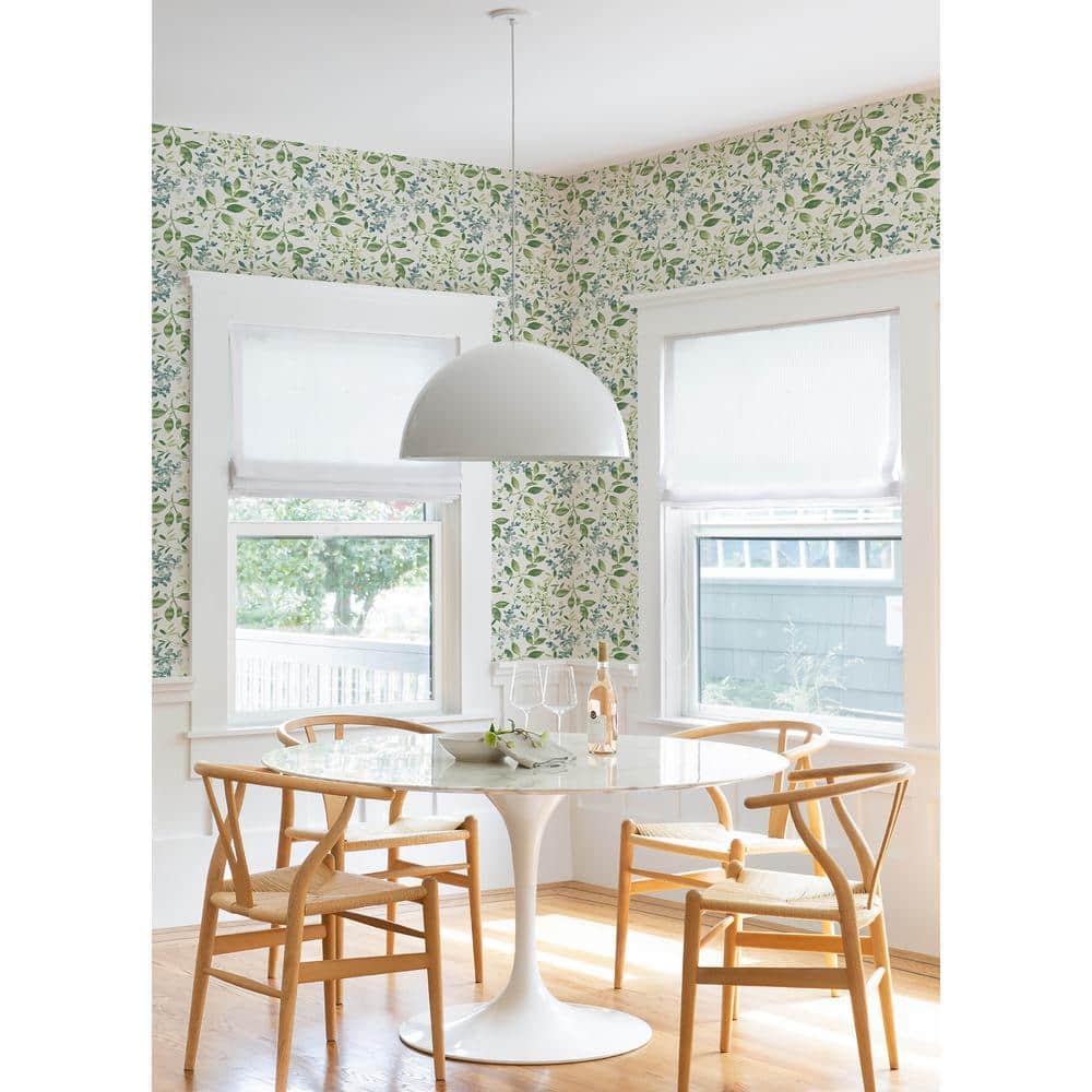 Chesapeake Tinker Woodland Botanical Wallpaper, Green