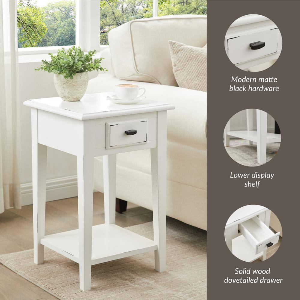 Leick Home Haven Ridge Square End Table in Farmhouse White