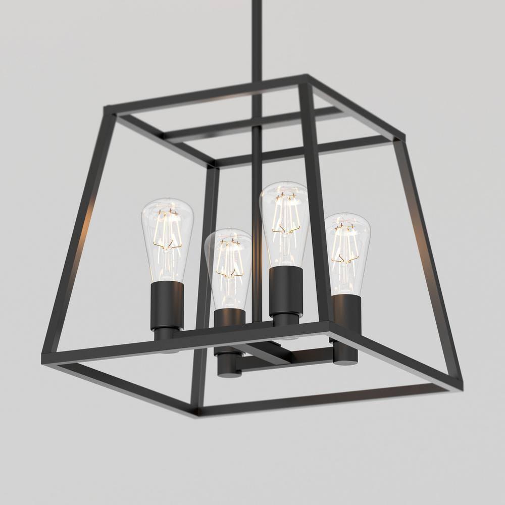 ByEUcuk Carter Farmhouse Chandelier, Matte Black - Geometric Square Pendant Light Ideal for Dining Room, Kitchen Island Light, Made of Steel, Bulb Not Included