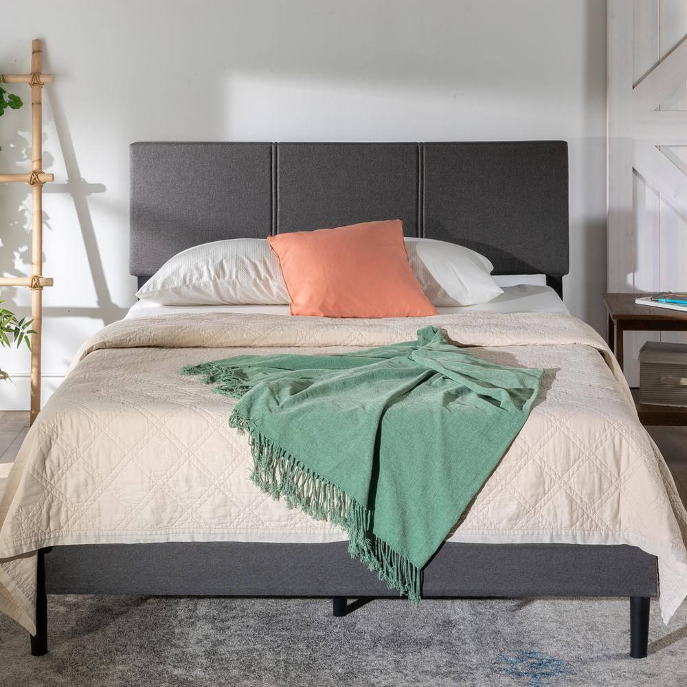 King Cambril Upholstered Bed Frame Gray - Zinus