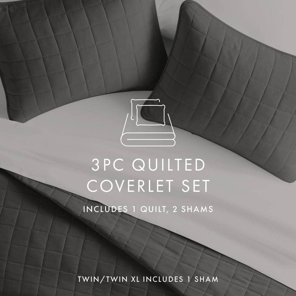 Simply Soft™ Double Brushed Microfiber Square Pattern Quilted Coverlet Set