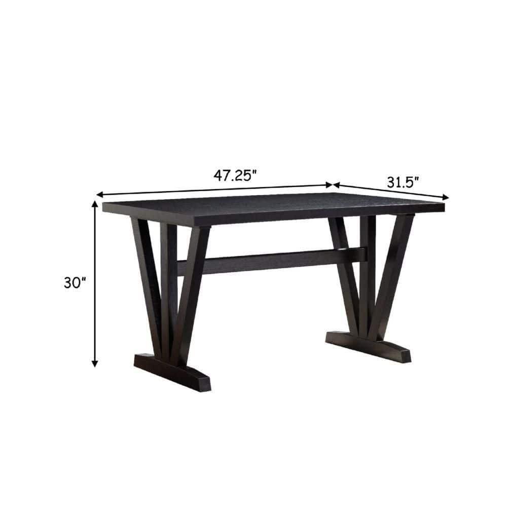 Maykoosh Elegant Escape 47 Inch Collection Wood Dining Table, V Shaped Legs, Trestle, Dark Brown