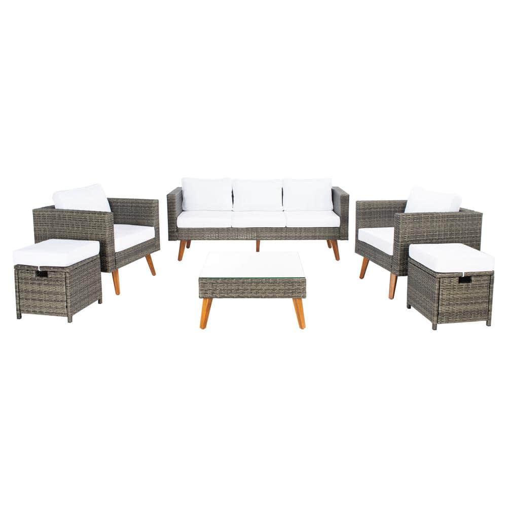 Presla 6 Pc Living Set - Indoor/Outdoor - PAT7715 - Grey Brown/White - Safavieh