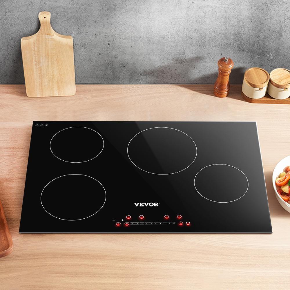 VEVOR Built-in Induction Electric Stove Top 30 Inch,4 Burners Electric Cooktop,9 Power Levels & Sensor Touch Control,Easy to Clean Ceramic Glass Surface,Child Safety Lock,240V