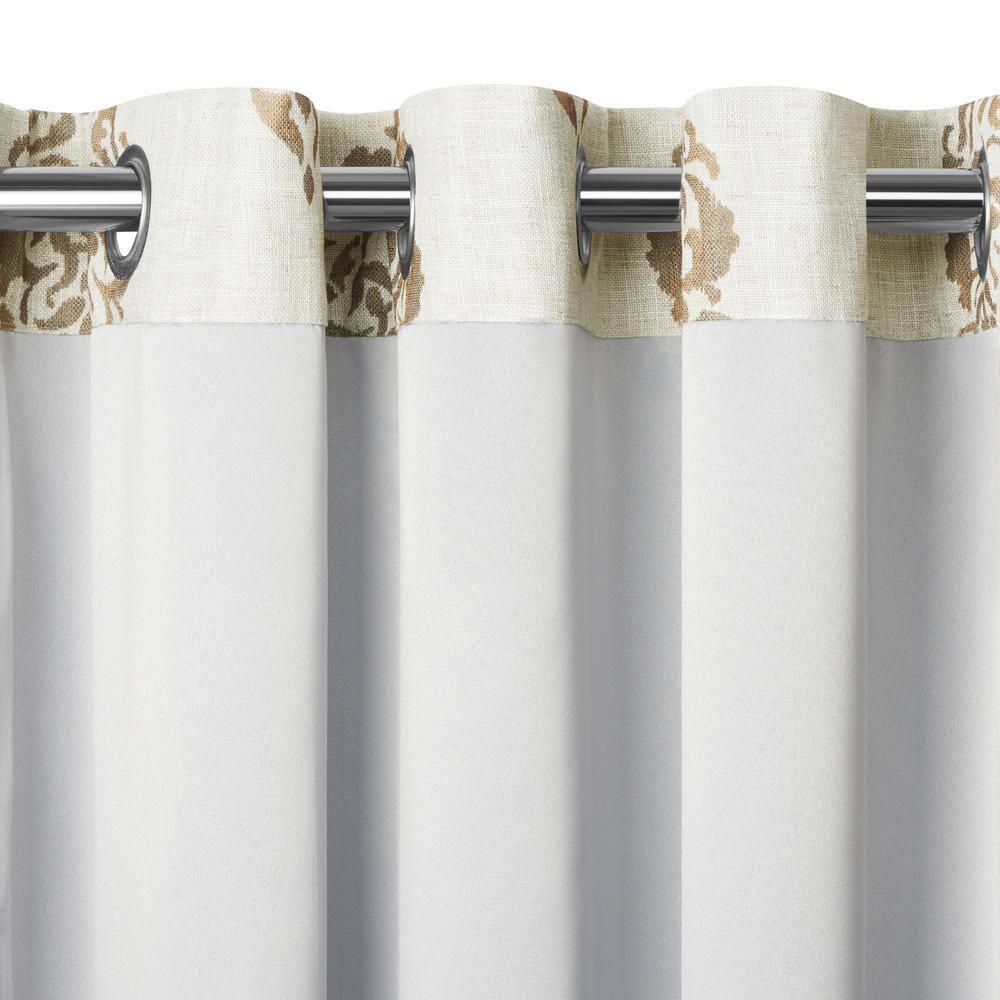 Navara Medallion Room Darkening Single Window Curtain Panel - 52" x 95" - Natural - Elrene Home Fashions