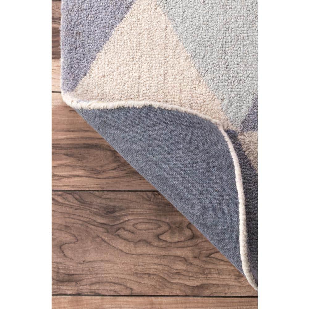 3'x5' Bianca Triangles Area Rug Green - nuLOOM: Wool, Geometric, Contemporary, Handmade, Low Pile, Indoor Use