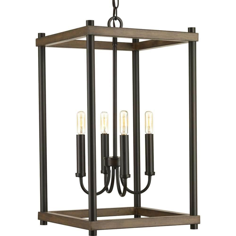 Progress Lighting Fontayne 4-Light Pendant, Antique Bronze, Glass, Rustic Farmhouse, Modern Farmhouse, Urban Industrial