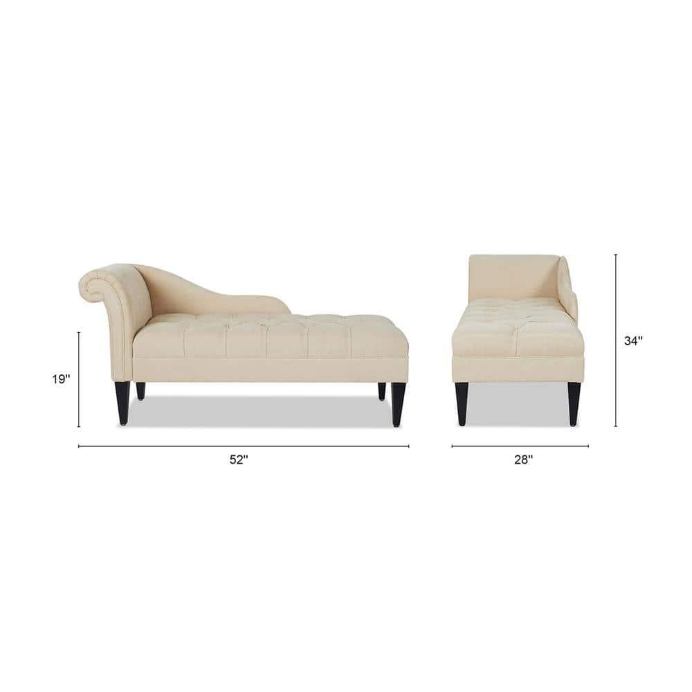 Harrison Tufted Roll Arm Chaise Lounge Beige
