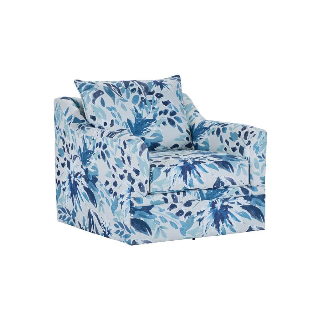 New Classic Furniture Sylvie 2 PC Fabric Sofa and Chair Set in Blue and White