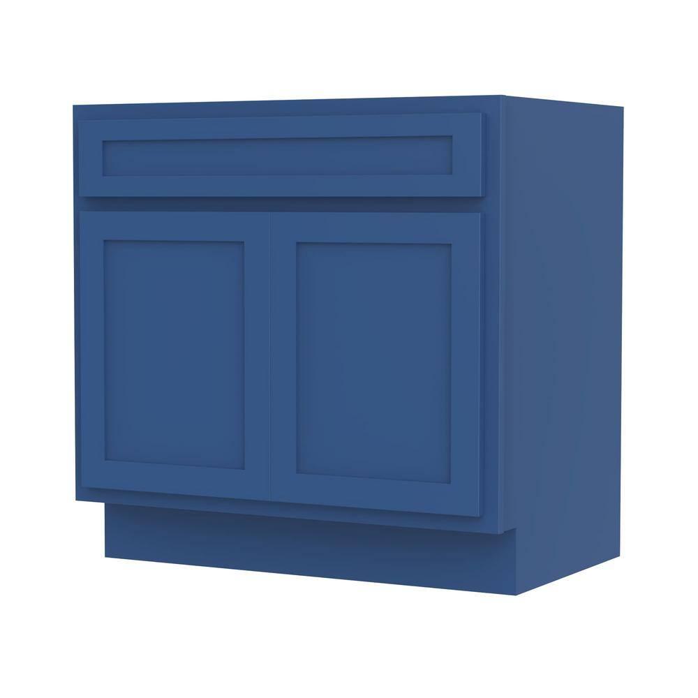 Vanity Art 39 Inch Double Shutter Door Bathroom Vanity Base Cabinet with Soft Closing Shaker Drawer, Strudy Floor Mount Storage Cabinet Organizer for Bedroom, Living Room, Kitchen, VA4039-BLUE