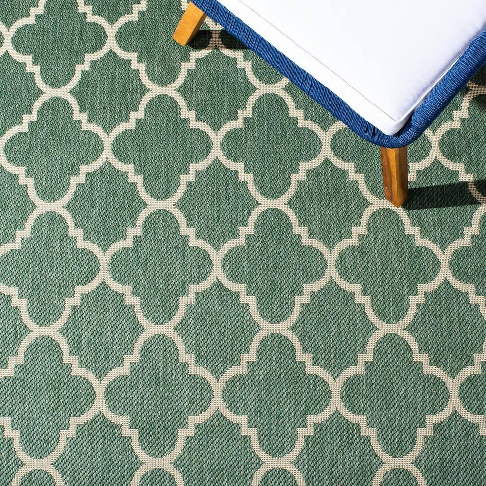 Courtyard CY6918 Power Loomed Indoor/Outdoor Area Rug - Dark Green/Beige - 5'3"x7'7" - Safavieh.