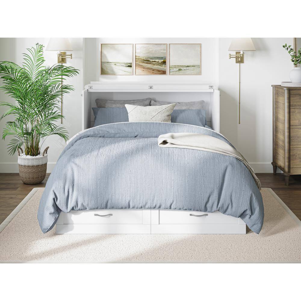AFI Hamilton Full Solid Wood Murphy Bed Chest with Built-In Charger in White