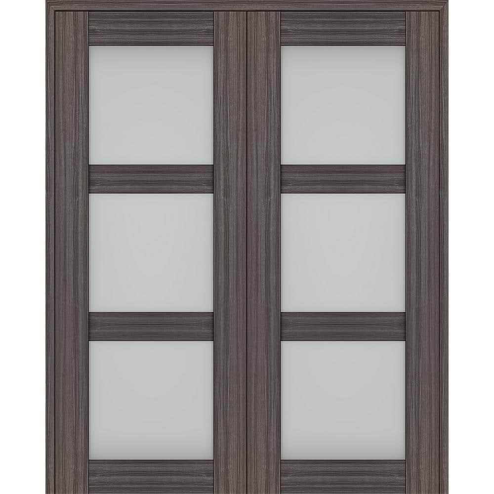Belldinni Palladio 3 Lite Manufactured Wood and Frosted Glass Interior Double Prehung Door