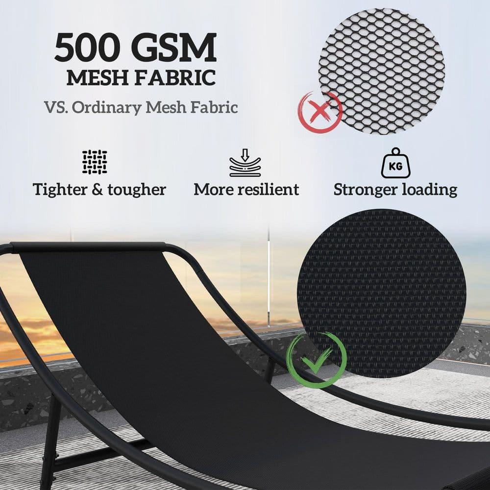 Outsunny 2 Pieces Outdoor Rocking Chairs with Thick Cushions, Outdoor Patio Rocker Set with Mesh Deep Seats, Steel Frame for Indoor, Porch, Dark Gray