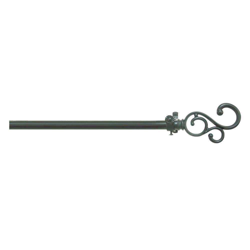 Achim Medley Buono II Decorative Curtain Rod and Finial, 48" - 86", Black