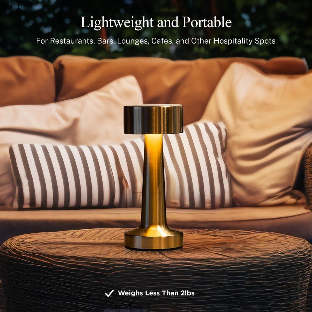Bell and Howell Chelsea Table Lamp Small Cordless Touch LED Rechargeable Lamp Bedside Desk Gold