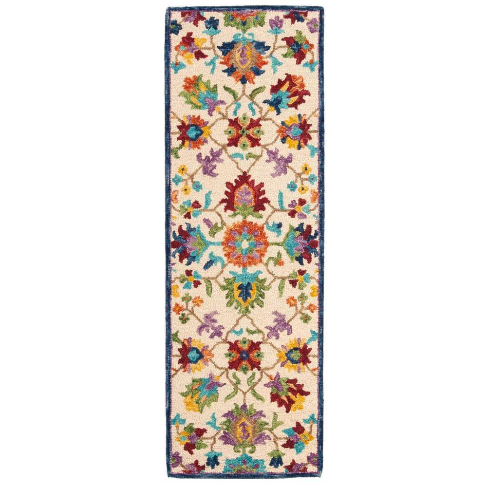 Aspen APN509 Hand Tufted Indoor Runner Rug - Ivory/Blue - 2'3"x11' - Safavieh