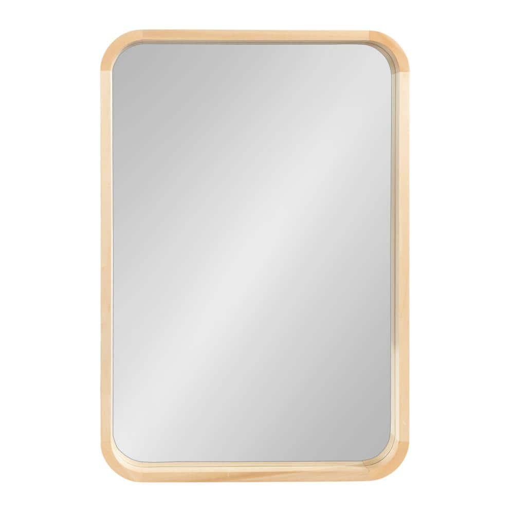 Kate & Laurel All Things Decor 24"x36" Hutton Wood Framed Radius Rectangle Mirror Natural
