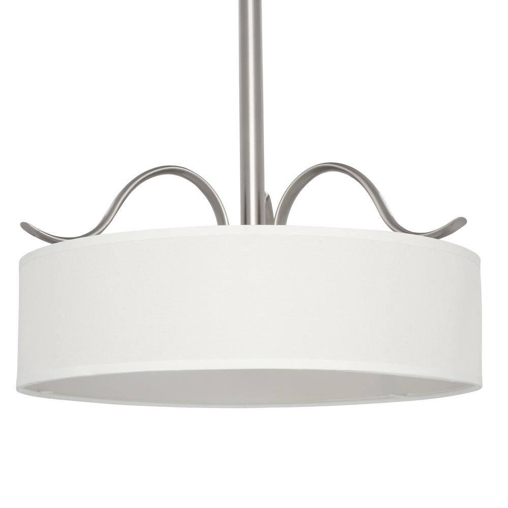 Progress Lighting Inspire 3-Light Inverted Pendant, Brushed Nickel, Off-White Linen Shade