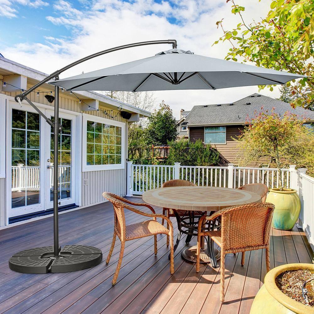 Costway  10 FT Patio Offset Umbrella w/8 Ribs Cross Base Tilt Grey