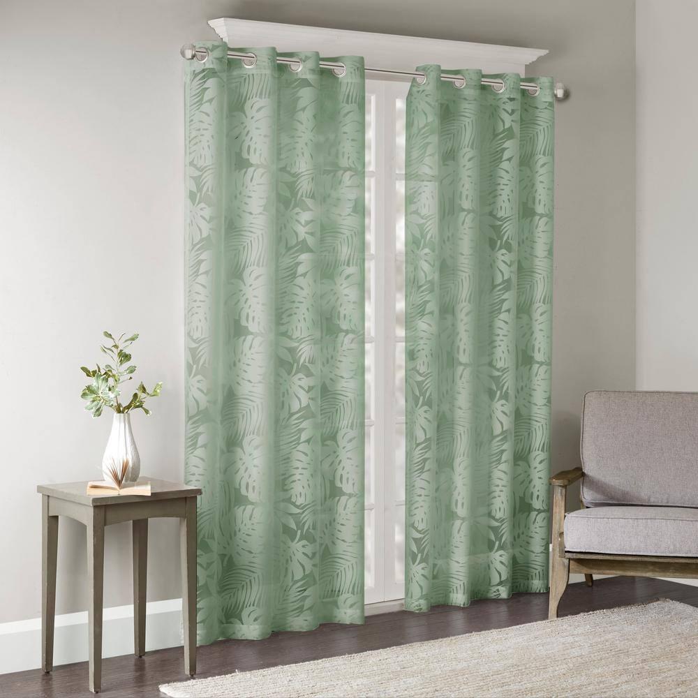 Madison Park Leilani Palm Leaf Burnout Window Sheer