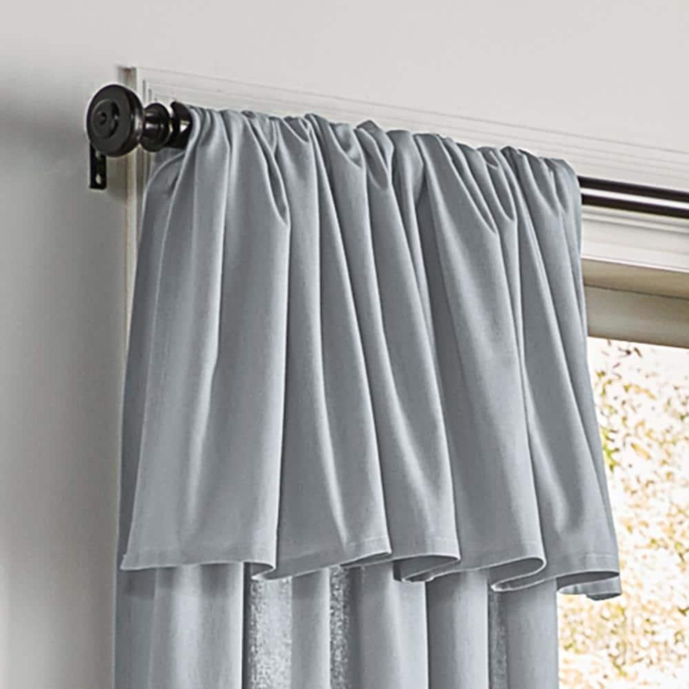 Mercantile Drop Cloth Light Filtering Ring Top Tab Farmhouse Curtain Panel with Valance Wave Blue 84 Inches