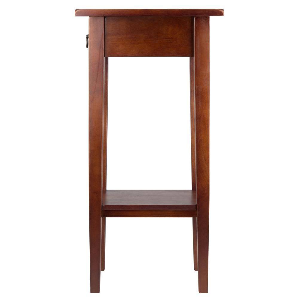Regalia Accent Table with Drawer, Shelf - Antique Walnut - Winsome: Small Telephone Stand, Occasional Storage