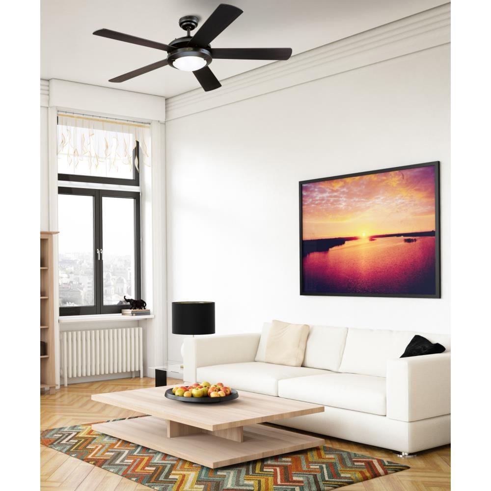 Matte Black 52-Inch Ceiling Fan with LED Light