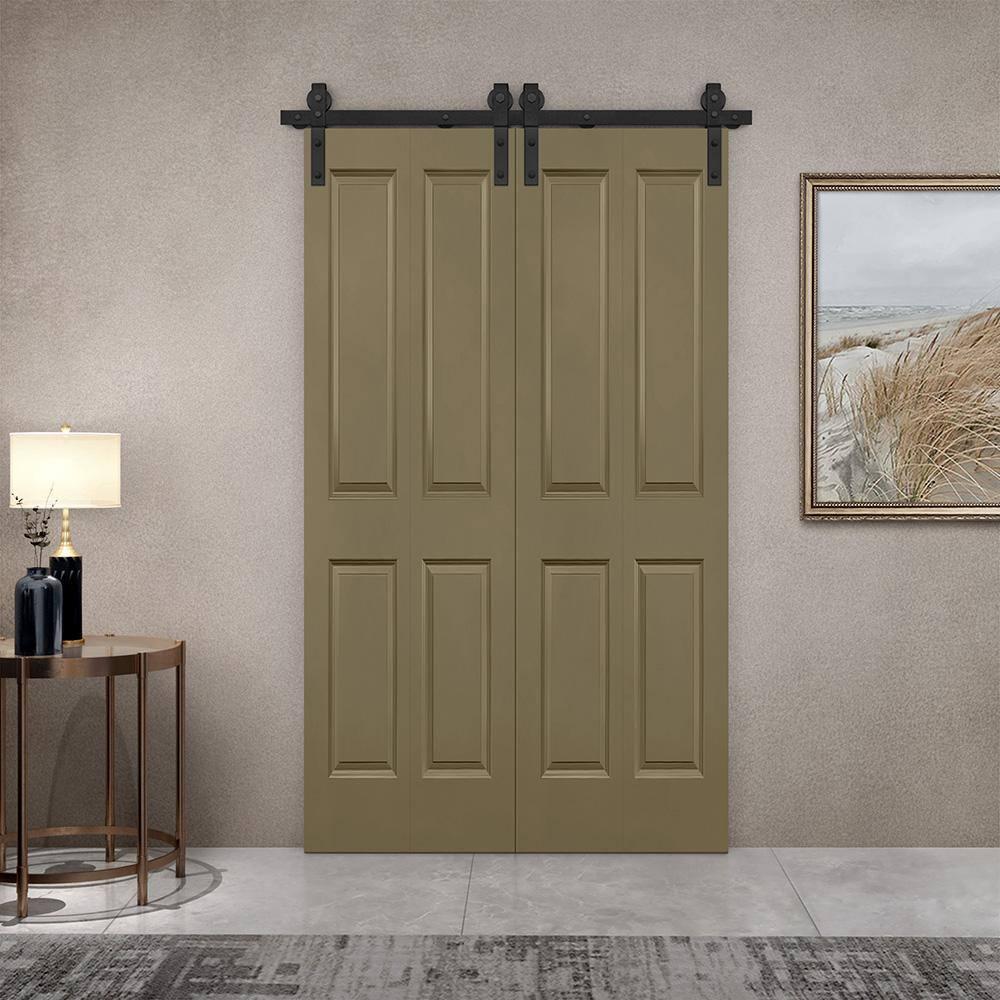 Calhome Paneled MDF Composite Double Bifold Barn Doors with Installation Hardware Kit