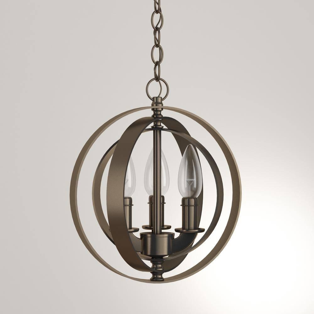 Progress Lighting Equinox 3-Light Mini-Pendant, Antique Bronze, No Shade