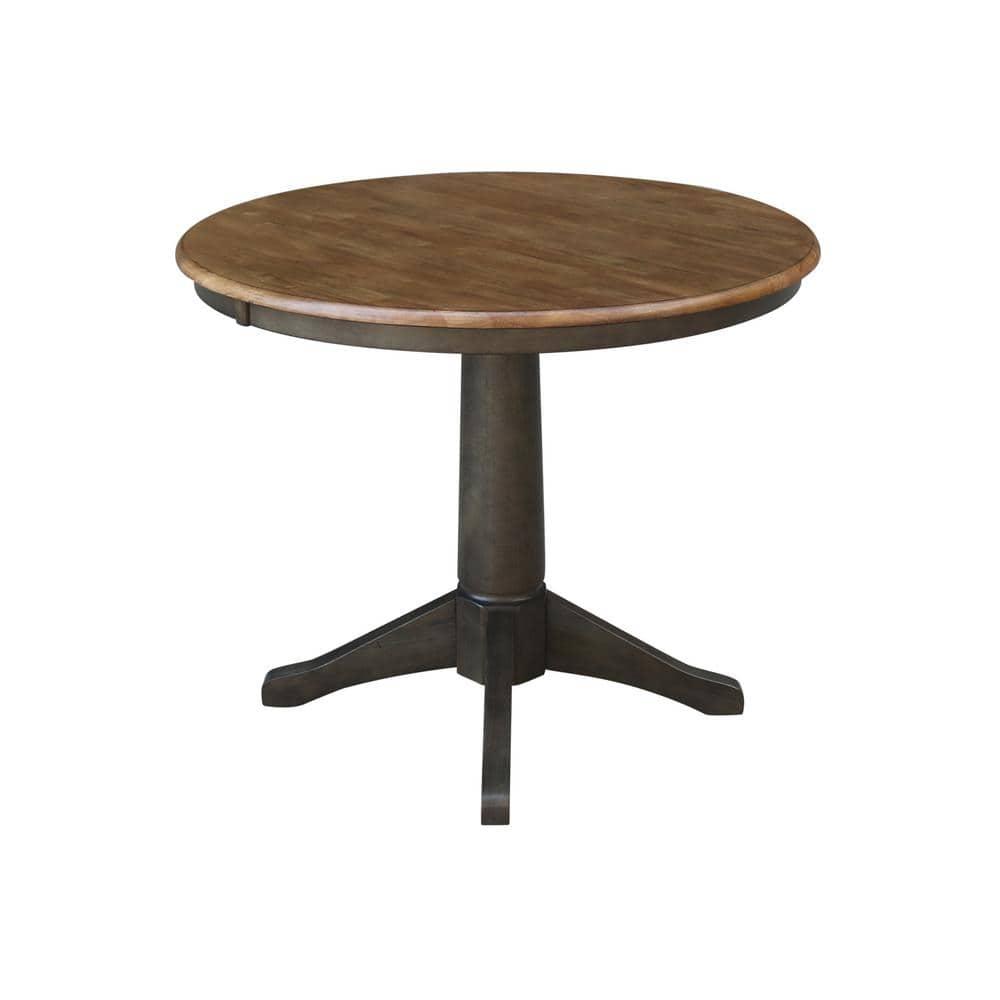 29" Dining Height Madeline Round Top Pedestal Table Hickory Brown - International Concepts: Solid Wood, Kitchen, Non-Extension