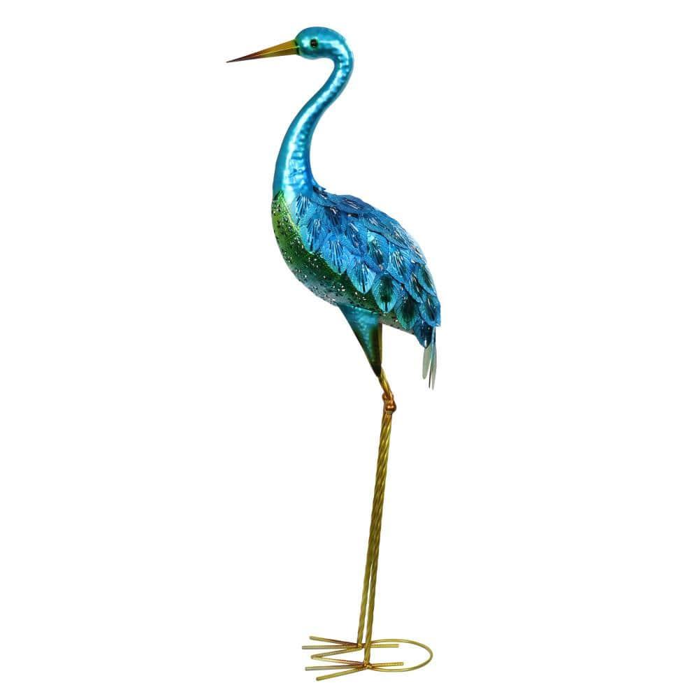 Exhart Exhart Metallic Coastal Crane Garden Statue, 14 by 38 Inches