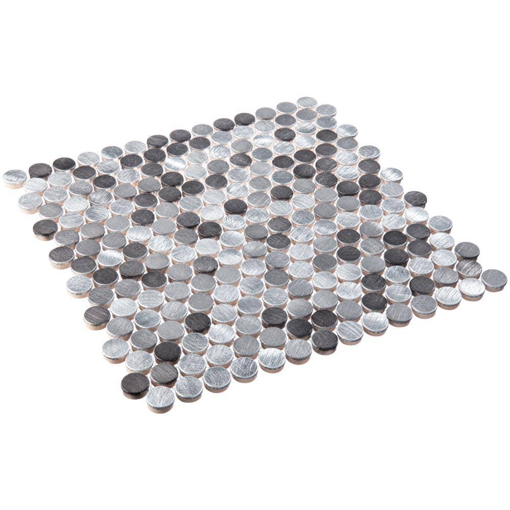 Orb 3/4" Metal Penny Round Mosaic Tile Shower Wall, Kitchen Backsplash and Wall Tile