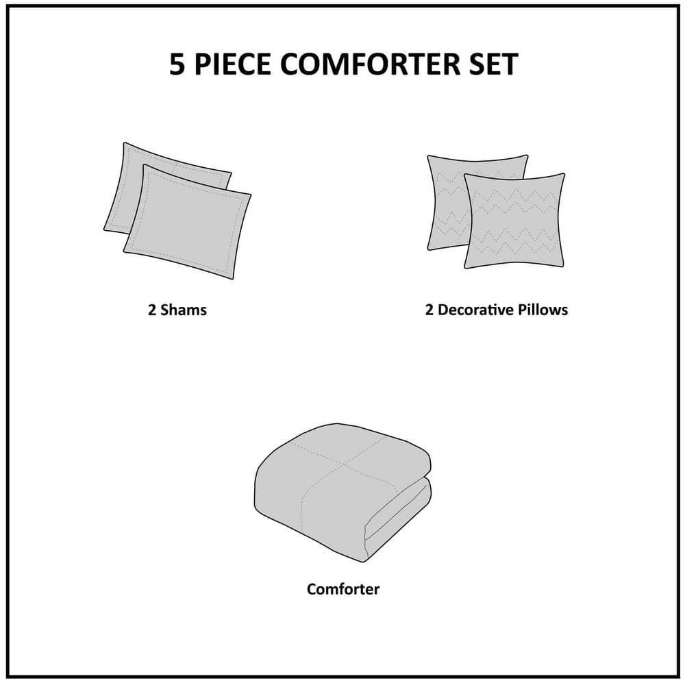 Dierdre Cotton Comforter Set (Full/Queen) 5-Piece - Blue: Madison Park, Paisley Pattern, Machine Washable