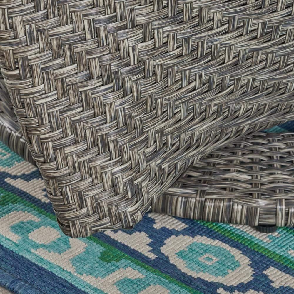 Noble House Larchmont Outdoor Wicker Swivel Chair Mixed Black and Dark Gray