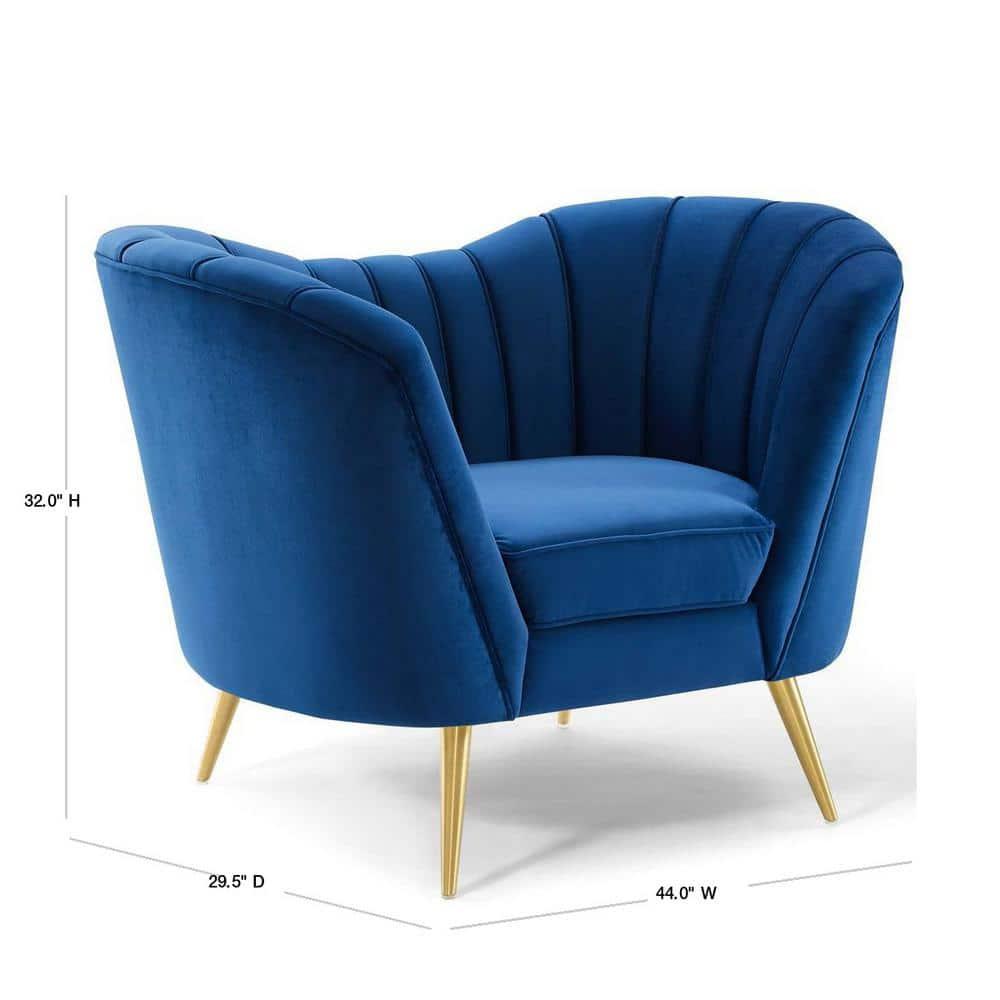 Modway Opportunity Modern Performance Velvet Armchair in Navy Finish