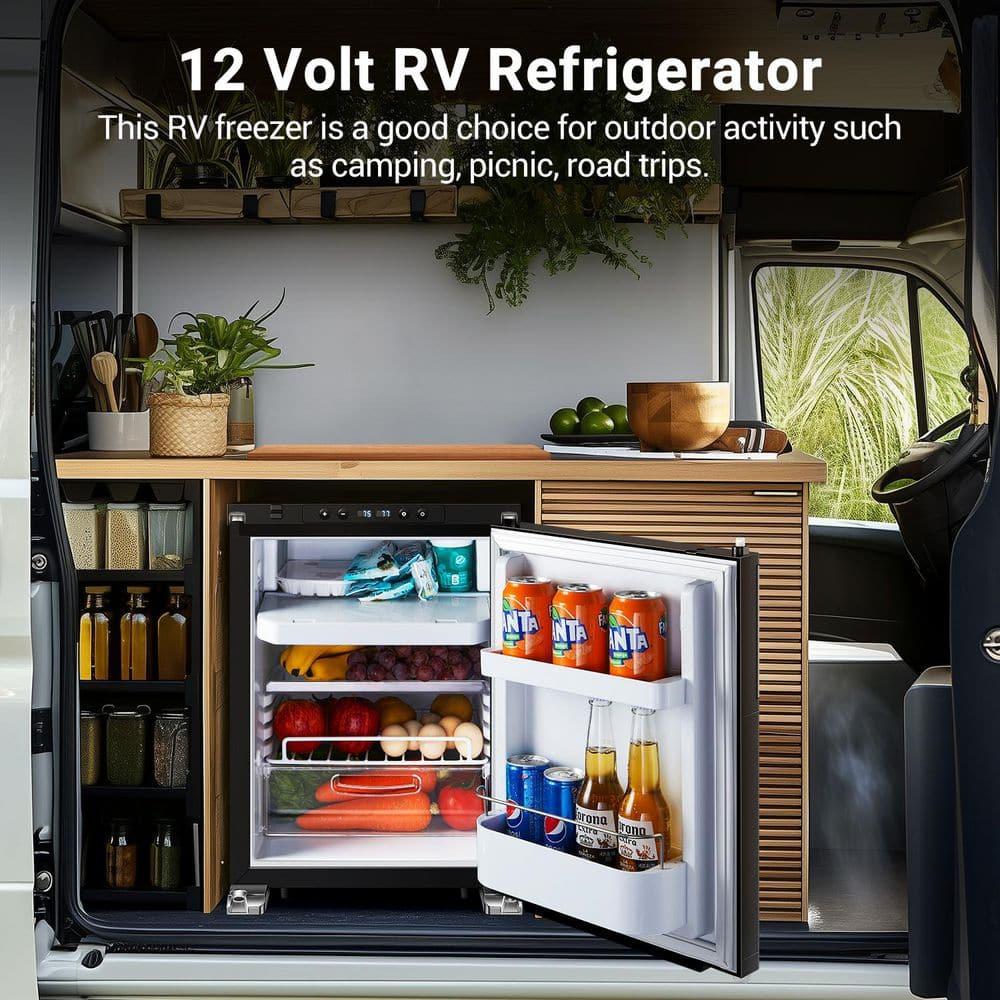 1.6 cu.ft. 45L RV Fridge and Freezer, Car Refrigerator with Lock, (-4℉-46℉) Outdoor Refrigerator in Black