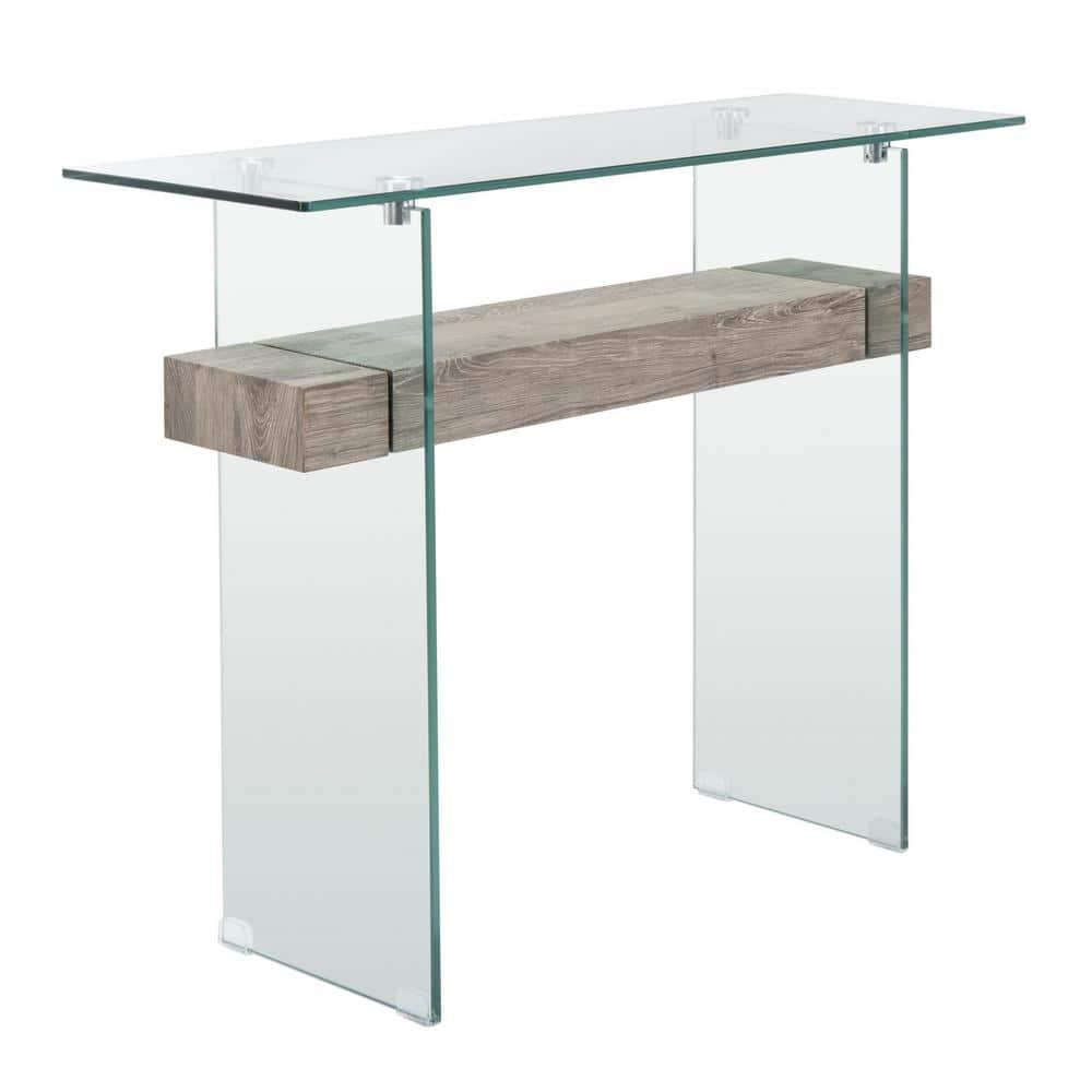 Kayley Console Table - Glass/Grey Oak - Safavieh