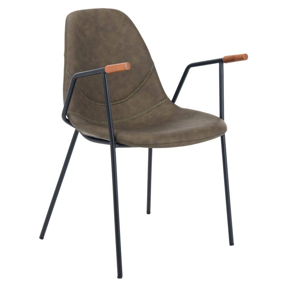 Tanner Mid-Century Dining Chair (Set of 2) - DCH3001 - Olive/Black - Safavieh