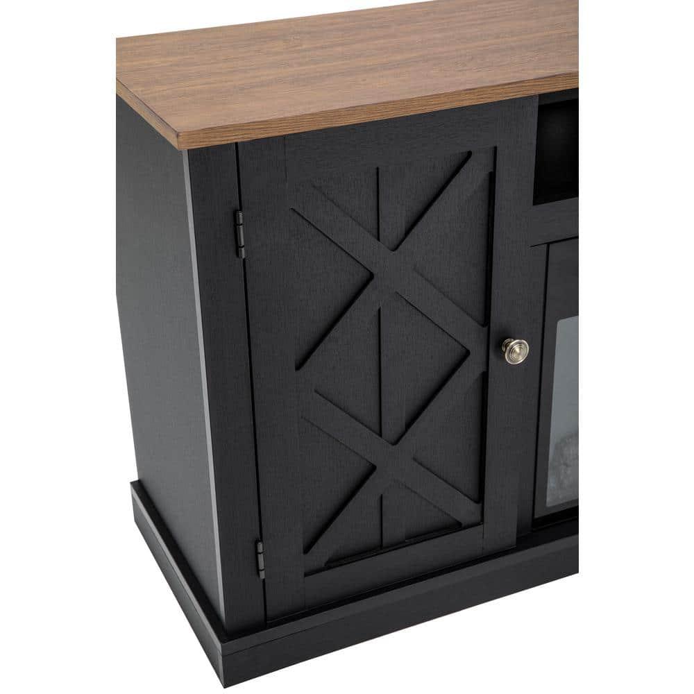 Electric Fireplace and TV Stand for TVs up to 60" Gray - Home Essentials: MDF Wood Composite, Nickel Hardware