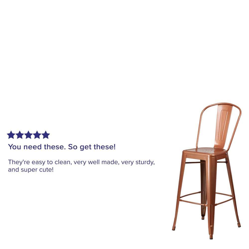 Flash Furniture Commercial Grade 30" High Copper Metal Indoor-Outdoor Barstool with Back